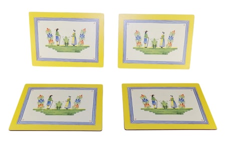 Set of 4 Quimper Lady Claire placemats