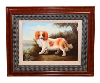 Oil on canvas painting of Cavalier King Charles Spaniel