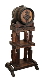 French mini wine keg on presentation stand