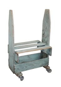 Vintage French painted wooden textile cart