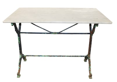 French cast iron marble top cafe table