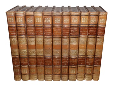 Lot of Histoire de France leather bound books