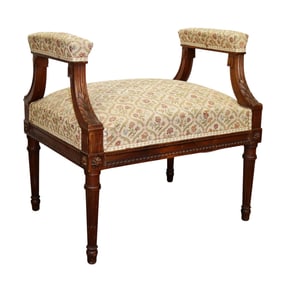 French Louis XVI style carved walnut window seat