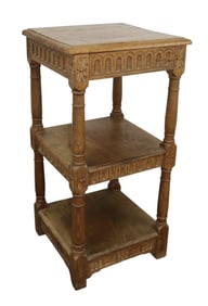 French tiered side table in oak