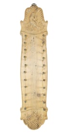 French bleached pine plate holder with carved and grapevine top