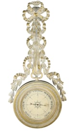 French Louis XVI style wall mount barometer with bow & laurel leaves