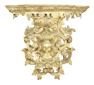 French giltwood wall shelf with female mask