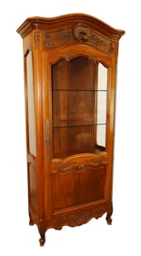 French Provincial bonnetiere bookcase in walnut
