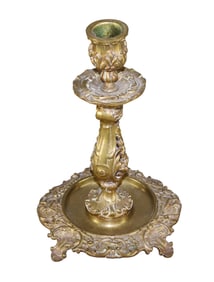 French embossed brass candlestick
