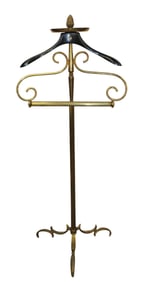 French brass and wood valet