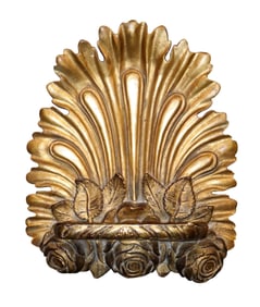 Italian gilt over plaster shell form wall shelf