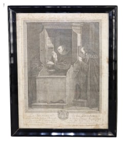 Antique Italian engraving "La Sacrement de la Poeitence"