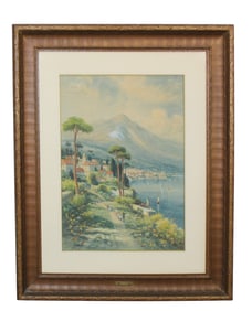 George Ernest Colby watercolor on paper depicting the Amalfi Coast