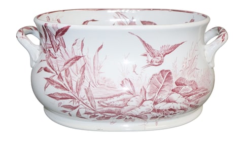 French K&G Luneville faience jardiniere centerpiece