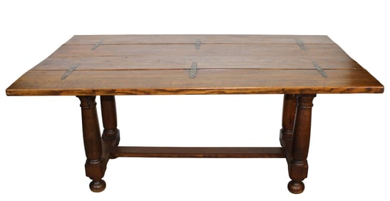 French flip top console table in oak on turned legs