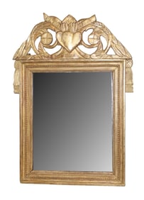 French giltwood mirror with sacred heart crest
