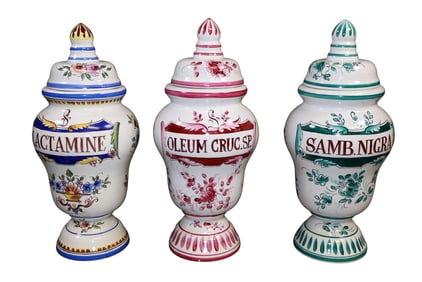 Lot of 3 French ceramic pharmacy jars