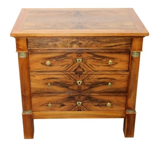 Petite French Empire style commode in walnut with columns