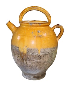 French slip glazed terra cotta cruche pitcher