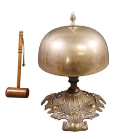 American front desk hotel bell on elaborate bronze base