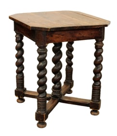 French Louis XIII 5 leg pub table in walnut with barley twist