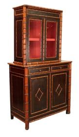 French faux bamboo buffet deux corps in 2 tone finish