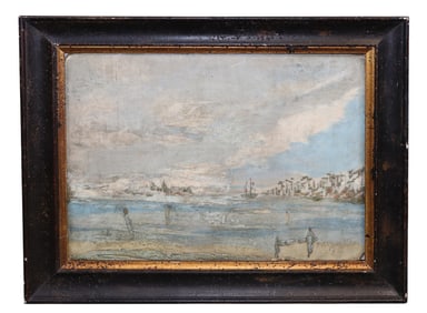 Impressionistic mixed media painting on board signed on the lower right