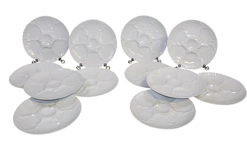 Set of 12 Bavarian oyster plates in white