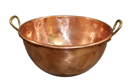 French copper candy vat with bronze handles