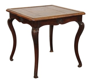 French Louis XV cabaret table in walnut with textured pine top