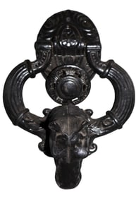 French cast iron door knocker with horse head