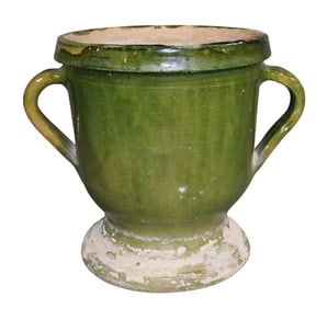French double handled glazed terra cotta planter
