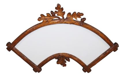 Swiss Black Forest carved oak curved frame with oak leaves