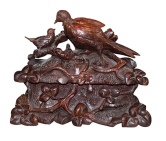 French relief carved dresser box with birds