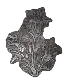 Swiss Black Forest metal engraving plate with edelweiss flowers