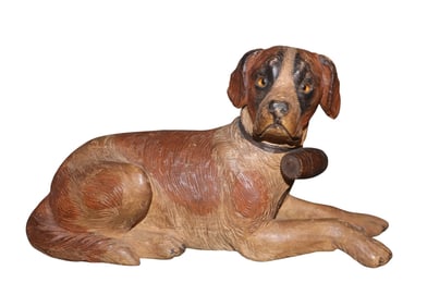 Swiss carved St. Bernard figurine