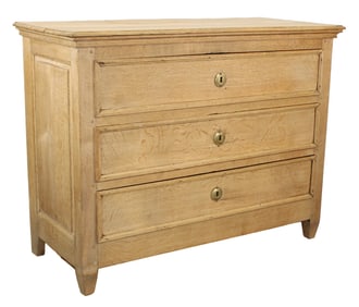 French Directoire bleached oak 3 drawer commode