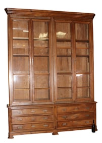 Grand scale French 4 door notary bookcase with 6 drawers