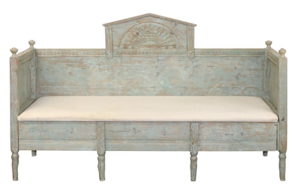Swedish Gustavian hall bench in pine with painted finish
