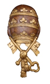 French carved oak Papal crest
