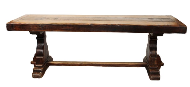 French 4" thick oak trestle table