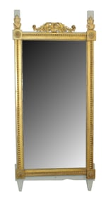 French mirror painted and parcel gilt with acanthus scrolls