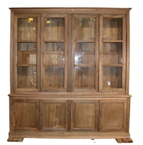 French Louis Philippe style bleached walnut 4 door bookcase