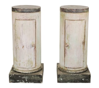 Pair of Italian pedestal cabinets with rotating exhibition top