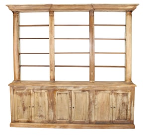 French apothecary cabinet with open shelves and fluted columns
