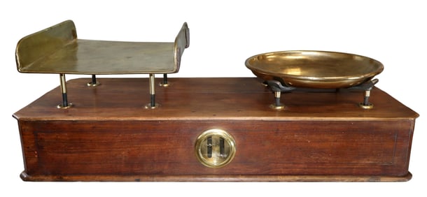 French B. Rousset mercantile scale with brass pans