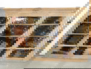 French wall mount bistro back bar upper cabinet with mirror and shelves