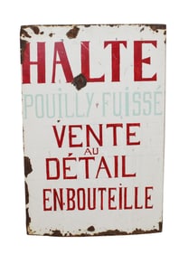 French enamel over iron Pouilly Fuisse vineyard sign