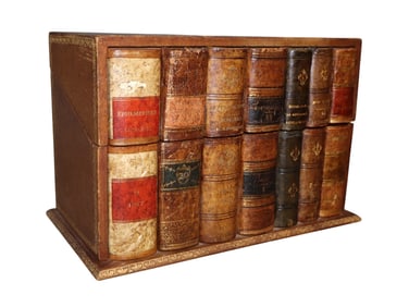French leather trompe l'oeil book box