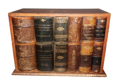 French leather trompe l'oeil book box